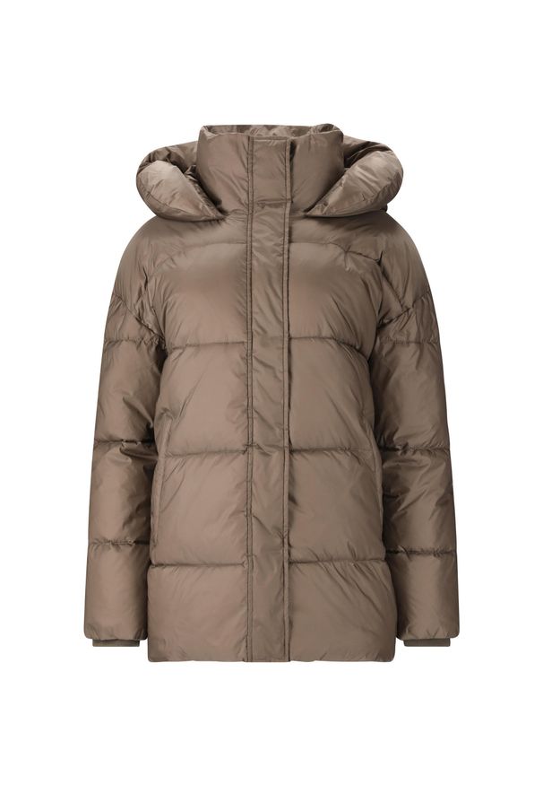 Damska kurtka puchowa Athlecia Moriarty. Kolor: wielokolorowy, zielony, brązowy. Materiał: puch. Sezon: zima. Sport: narciarstwo