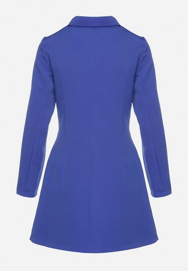 Born2be - Granatowa Sukienka Iontheme. Okazja: na spotkanie biznesowe, do pracy. Typ kołnierza: dekolt w serek. Kolor: niebieski. Styl: biznesowy, elegancki, klasyczny