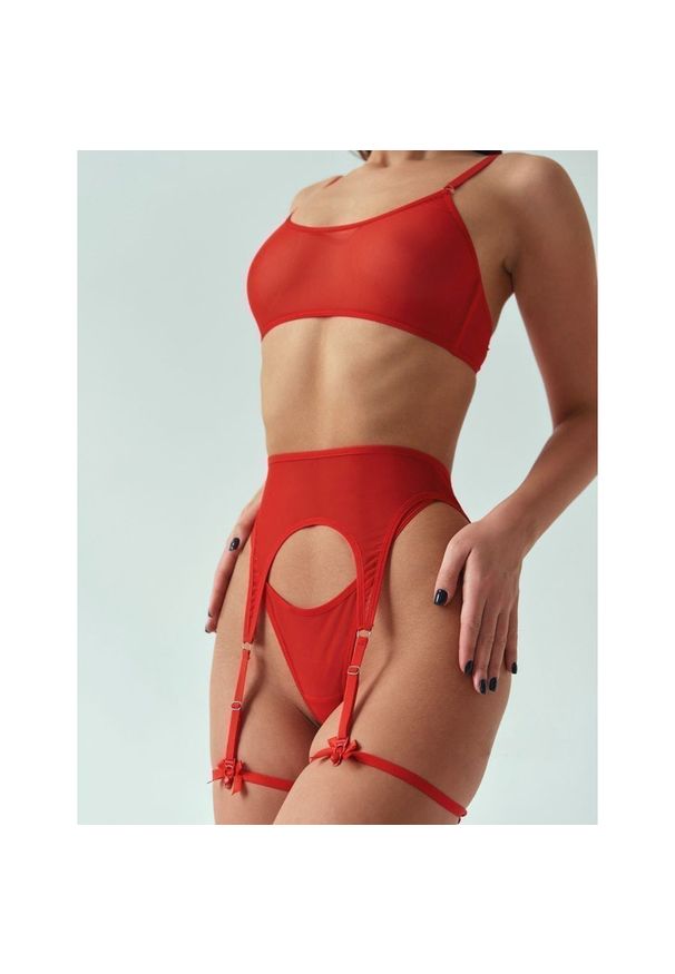 Intica - Zestaw bielizny z delikatnego materiału Sevara. Kolor: czerwony. Materiał: materiał. Wzór: jednolity