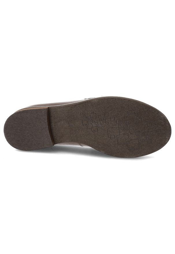 Brązowe Półbuty Armodo Eleganckie Mokasyny Damskie. Okazja: na spotkanie biznesowe, do pracy. Kolor: brązowy. Materiał: materiał, skóra. Wzór: aplikacja, gładki. Obcas: na obcasie. Styl: elegancki. Wysokość obcasa: niski