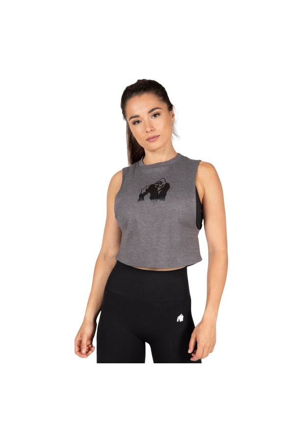 GORILLA WEAR - Top damski z opadającymi rękawami Gorilla Wear Addison. Kolor: szary. Długość rękawa: bez rękawów. Sport: fitness