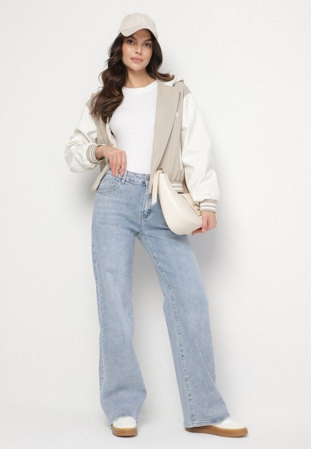 Born2be - Jasnoniebieskie Jeansy z Wiskozą o Szerokim Kroju z Wysokim Stanem Uladiela. Okazja: na co dzień. Stan: podwyższony. Kolor: niebieski. Styl: casual, elegancki
