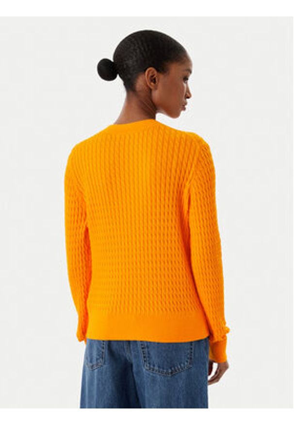 TOMMY HILFIGER - Tommy Hilfiger Sweter Fine WW0WW44993 Pomarańczowy Regular Fit. Kolor: pomarańczowy. Materiał: bawełna