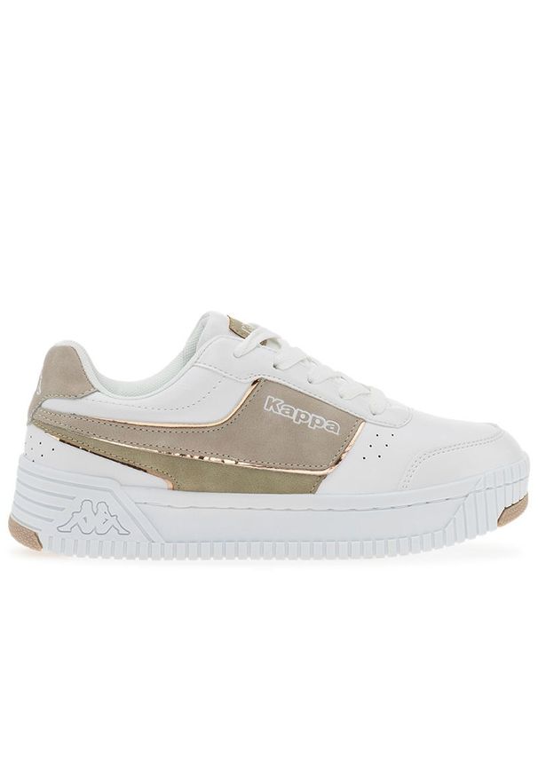 Buty Kappa Aldina 243237-1043 - biało-brązowe. Zapięcie: sznurówki. Kolor: biały, brązowy, wielokolorowy. Materiał: guma, materiał, syntetyk, zamsz. Szerokość cholewki: normalna