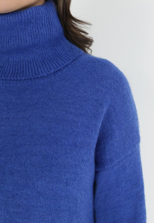 Born2be - Ciemnoniebieska Sukienka Classificator. Okazja: na co dzień. Typ kołnierza: golf. Kolor: niebieski. Materiał: dzianina. Długość rękawa: długi rękaw. Sezon: zima, jesień. Typ sukienki: proste. Styl: casual