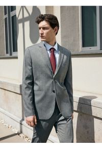 Reserved - Marynarka slim fit z wiskozą - czarny. Kolor: czarny. Materiał: wiskoza