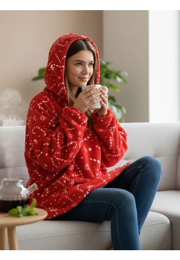 Sinsay - Bluza snuddie - czerwony. Kolor: czerwony