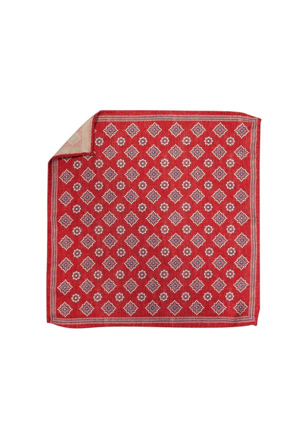 Adam Collection - Czerwona jedwabna poszetka w kwiaty EJ9. Kolor: czerwony. Materiał: jedwab. Wzór: kwiaty