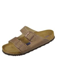 Klapki męskie Birkenstock Arizona Tabacco. Kolor: brązowy. Materiał: skóra. Styl: sportowy