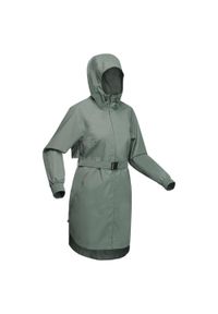 quechua - Kurtka turystyczna damska długa Quechua Raincut wodoodporna. Kolor: zielony, brązowy, wielokolorowy. Długość: długie. Sport: wspinaczka #1