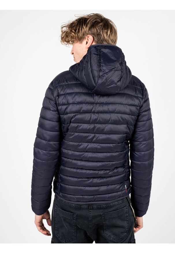Invicta Kurtka "Down Jacket" | 4431449 | Mężczyzna | Granatowy. Okazja: na co dzień. Typ kołnierza: kaptur. Kolor: niebieski. Materiał: poliamid. Wzór: aplikacja. Styl: casual