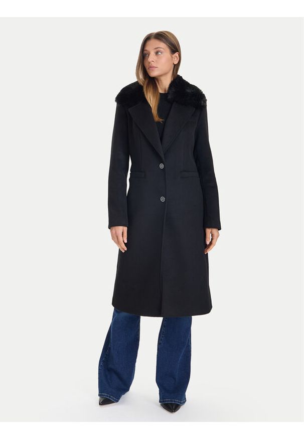 Guess Płaszcz wełniany W5BL19 W2642 Czarny Regular Fit. Kolor: czarny. Materiał: syntetyk