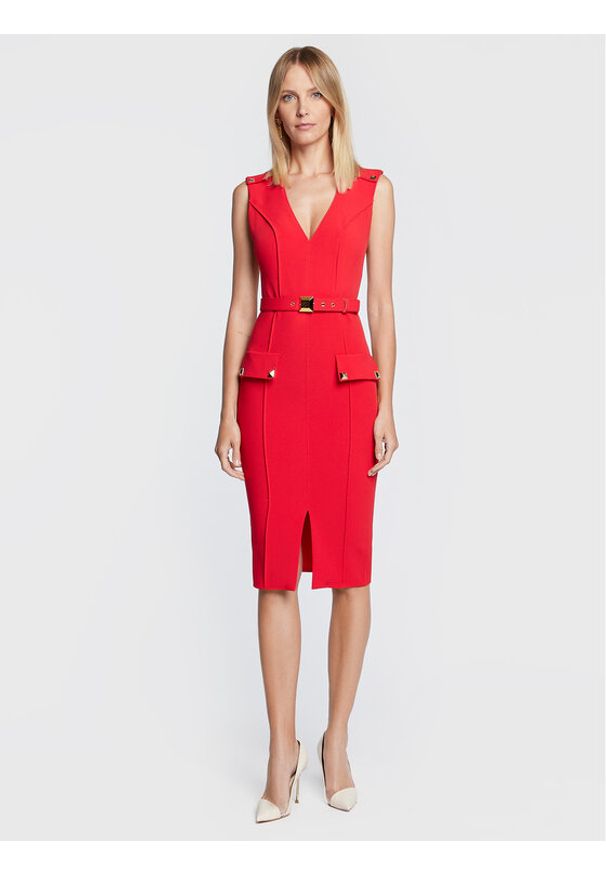 Sukienka koktajlowa Elisabetta Franchi. Kolor: czerwony. Styl: wizytowy