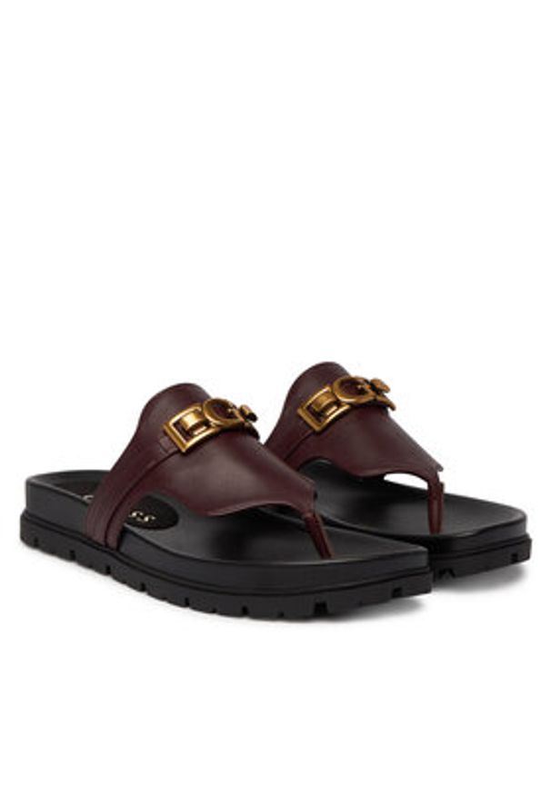 Guess Japonki FLJFRR LEA03 Bordowy. Kolor: czerwony. Materiał: skóra