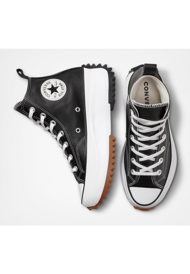 Buty sportowe Converse Run Star Hike Platform Foundational Leather. Kolor: czarny, biały, wielokolorowy. Materiał: skóra. Obcas: na platformie. Sport: bieganie