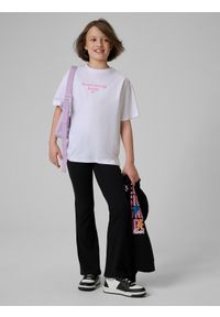 4f - 4F Legginsy dzianinowe z rozszerzanymi nogawkami dziewczęce - czarne 164 (13-14 lat). Stan: podwyższony. Kolor: czarny. Materiał: dzianina. Sezon: lato #1