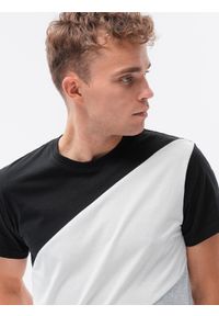 Ombre Clothing - T-shirt męski bawełniany trzykolorowy - czarny/szary melanż V3 S1627 - XL. Kolor: czarny. Materiał: bawełna. Wzór: melanż #4