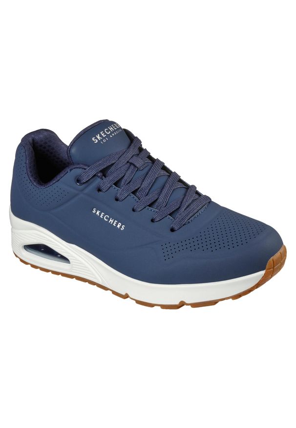 skechers - Buty do chodzenia męskie Skechers Uno Stand ON Air. Okazja: na co dzień. Kolor: niebieski. Materiał: syntetyk, materiał. Sport: turystyka piesza