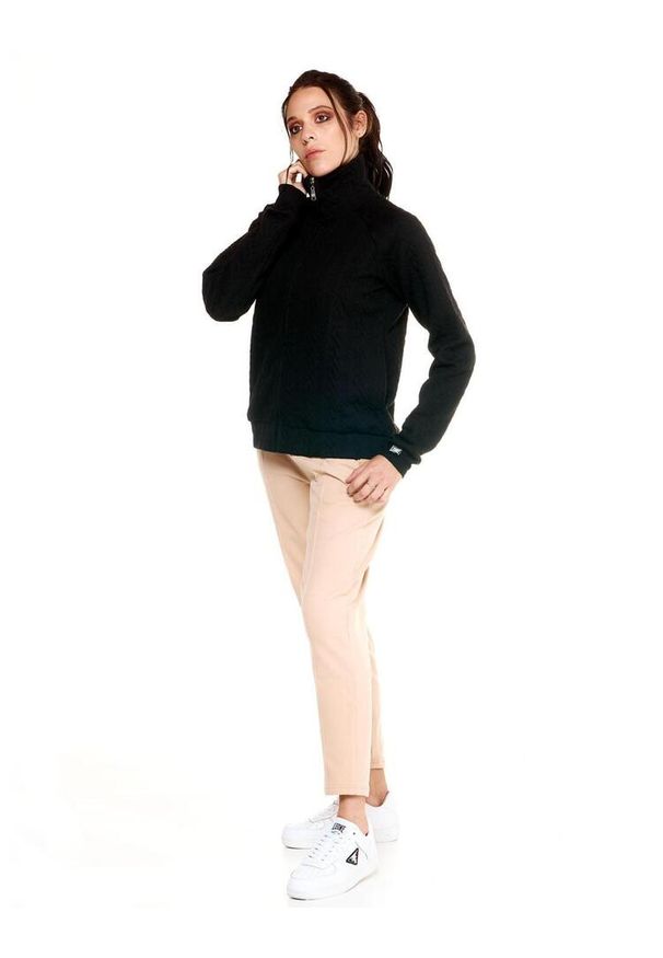 LEONE 1947 APPAREL - Damska bluza z golfem Leone zapinana na zamek błyskawiczny w kolorze szarym. Typ kołnierza: golf. Kolor: czarny. Materiał: tkanina. Sport: golf
