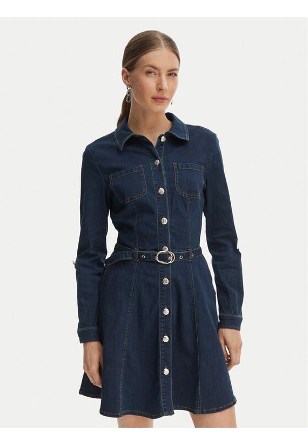 Morgan Sukienka jeansowa 261-RODEX Granatowy Slim Fit. Kolor: niebieski. Materiał: bawełna