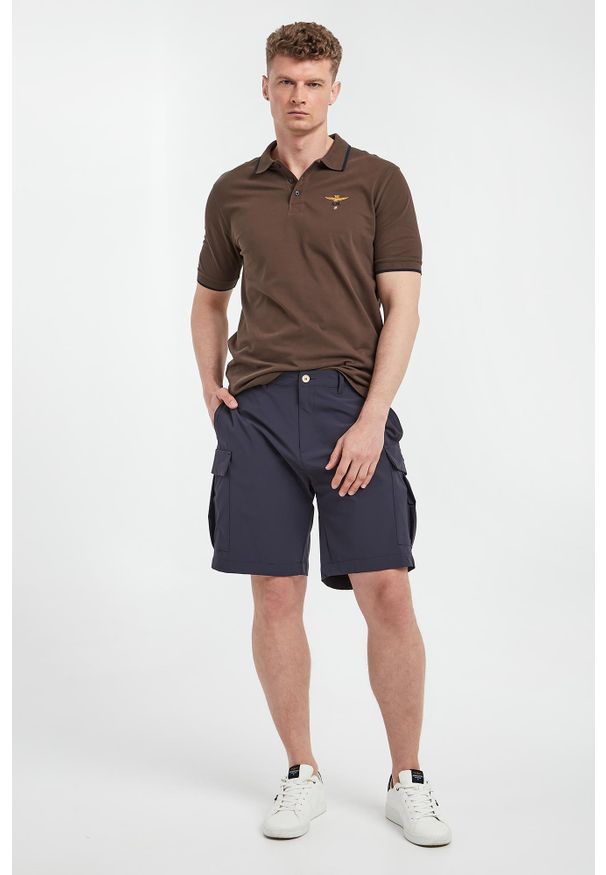 Aeronautica Militare - Polo męskie z logo AERONAUTICA MILITARE. Typ kołnierza: polo