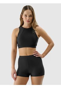 4f - 4F Góra od bikini damska - czarna XXL. Kolor: czarny. Materiał: materiał, syntetyk, włókno, elastan. Wzór: jednolity