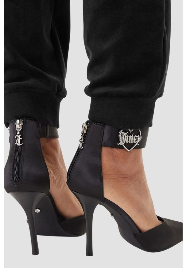 Juicy Couture - JUICY COUTURE Czarne dresy damskie Willow Cuff Jogger, Rozmiar XS. Kolor: czarny. Materiał: dresówka