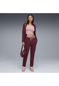 Puma - Damski dres z kapturem i metalicznym wykończeniem PUMA. Kolor: czerwony. Materiał: dresówka. Wzór: aplikacja. Sport: fitness #2