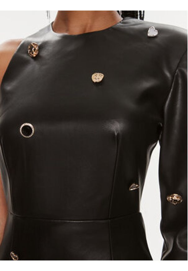 ROTATE Sukienka z imitacji skóry Embellished 111533 Czarny Slim Fit. Kolor: czarny. Materiał: skóra