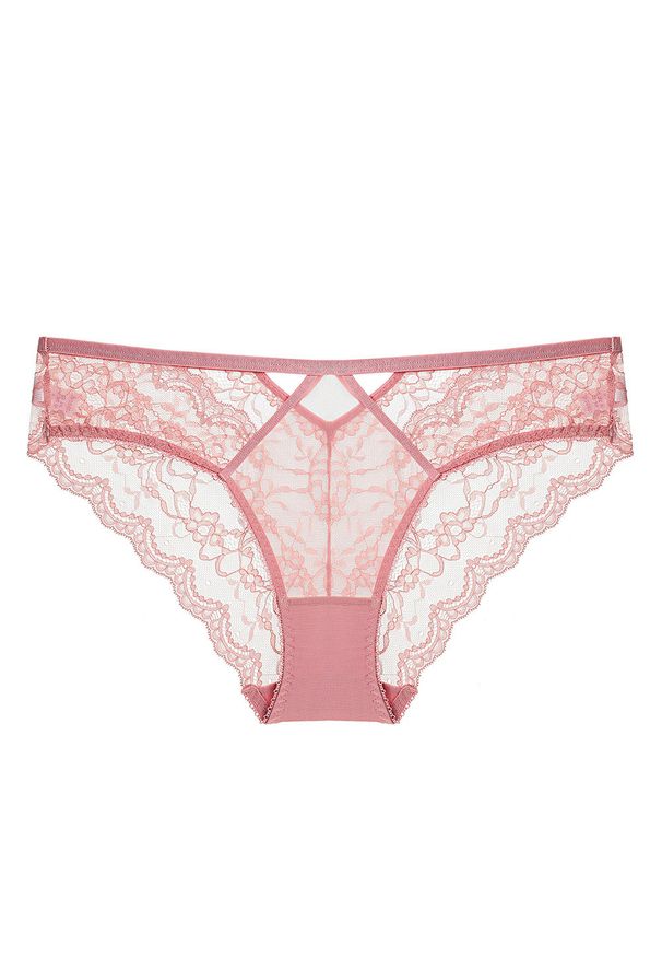 Intica - Koronkowe majtki ażurowe przewiewne na co dzień i specjalne okazje Evon. Kolor: różowy. Materiał: koronka. Wzór: ażurowy