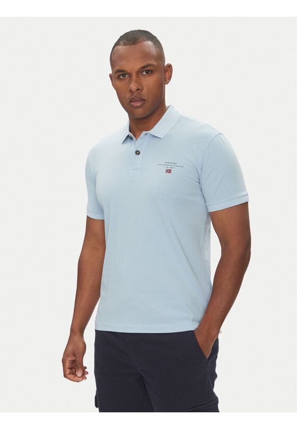 Napapijri Polo Elbas NP0A4GB4 Błękitny Regular Fit. Typ kołnierza: polo. Kolor: niebieski. Materiał: bawełna