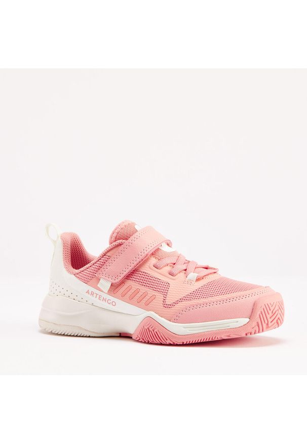 ARTENGO - Buty do tenisa dla dzieci Artengo TS500 Fast na rzepy. Zapięcie: rzepy. Kolor: biały, różowy, wielokolorowy. Materiał: materiał, kauczuk. Szerokość cholewki: szeroka. Sport: tenis