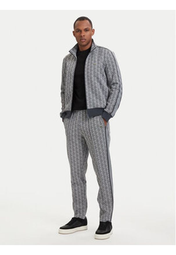 Lacoste Spodnie dresowe Paris Monogram XH1440 Szary Regular Fit. Kolor: szary. Materiał: syntetyk