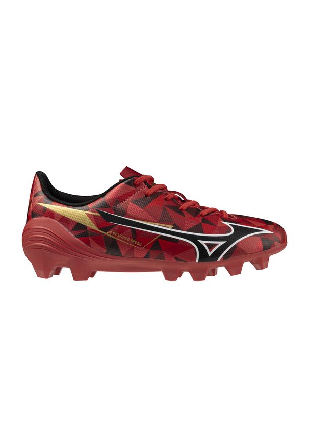 Mizuno - MIZUNO ALPHA II SELECT JR Red. Materiał: skóra. Szerokość cholewki: normalna. Sport: turystyka piesza, piłka nożna