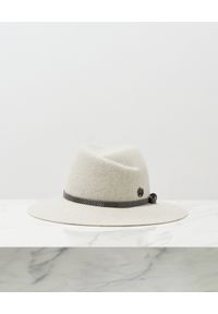 MAISON MICHEL PARIS - Jasnoszary kapelusz Virginie z kokardą. Kolor: szary. Materiał: materiał. Wzór: aplikacja #5