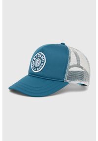 Superdry czapka z aplikacją. Kolor: niebieski. Wzór: aplikacja