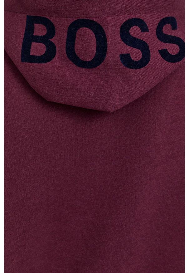 BOSS - Boss Bluza damska kolor bordowy z kapturem gładka. Typ kołnierza: kaptur. Kolor: czerwony. Wzór: gładki