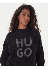 Hugo - HUGO Sukienka dzianinowa Sloguis 50548245 Czarny Oversize. Kolor: czarny. Materiał: wełna. Typ sukienki: oversize #5