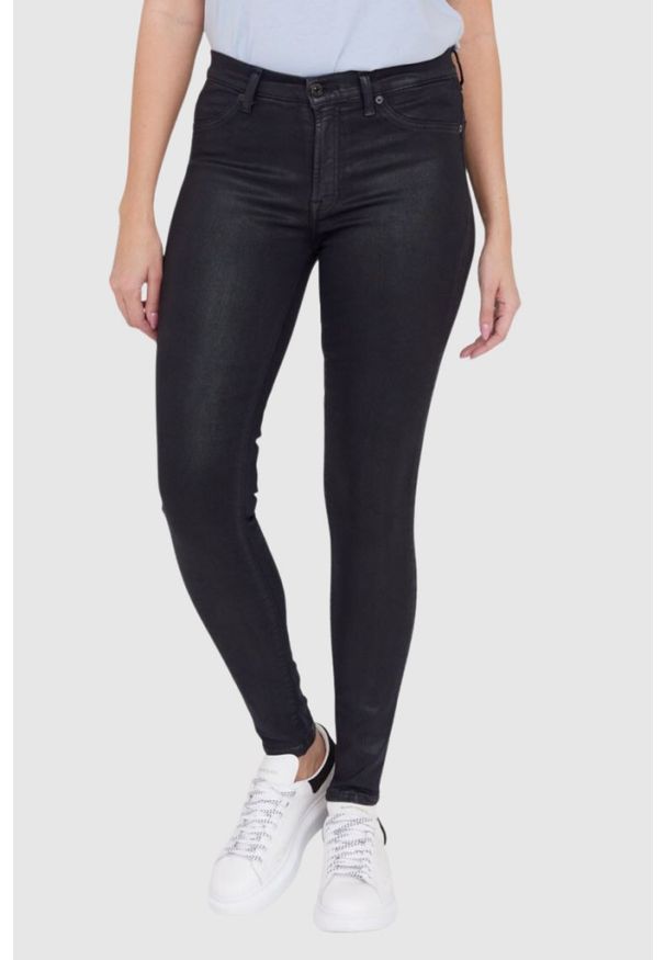 7 FOR ALL MANKIND Woskowane czarne jeansy damskie HW SKINNY COATED SLIM ILLUSION, Rozmiar 29. Kolor: czarny