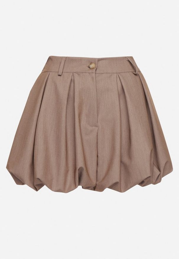 Born2be - Brązowe Szorty z Wiskozą o Fasonie Bombki Kolindra. Okazja: na co dzień. Kolor: beżowy. Materiał: wiskoza. Styl: elegancki, casual