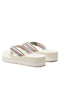 TOMMY HILFIGER - Tommy Hilfiger Japonki Wedge Stripes Beach Sandal FW0FW07858 Beżowy. Kolor: beżowy. Materiał: materiał #4