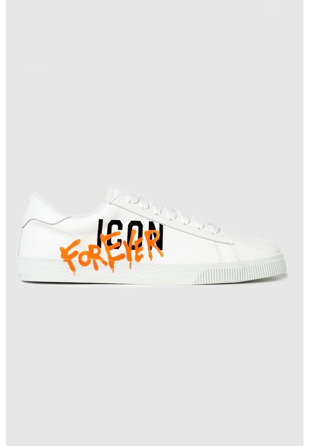 DSQUARED2 Białe sneakersy męskie icon forever, Rozmiar 44. Kolor: biały. Materiał: guma, skóra