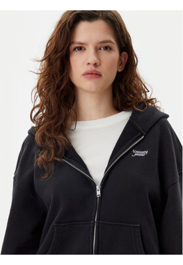 Tommy Jeans Bluza Script Logo DW0DW20303 Czarny Boxy Fit. Kolor: czarny. Materiał: bawełna