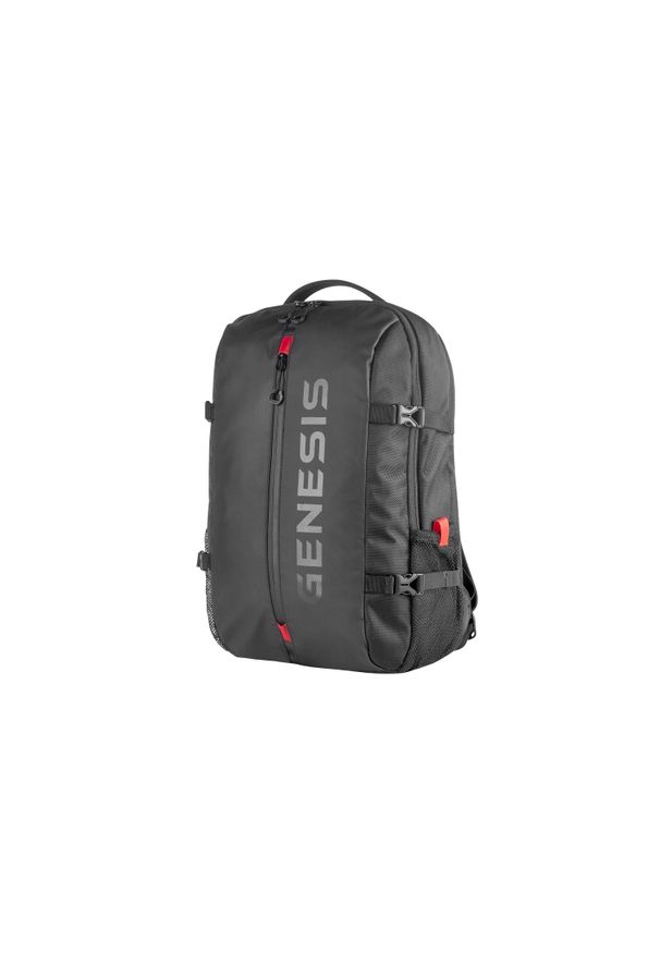 Plecak Genesis Pallad 410 15.6'' czarny. Kolor: czarny. Materiał: poliester, materiał. Wzór: ze splotem, paski. Styl: klasyczny, młodzieżowy, casual, elegancki