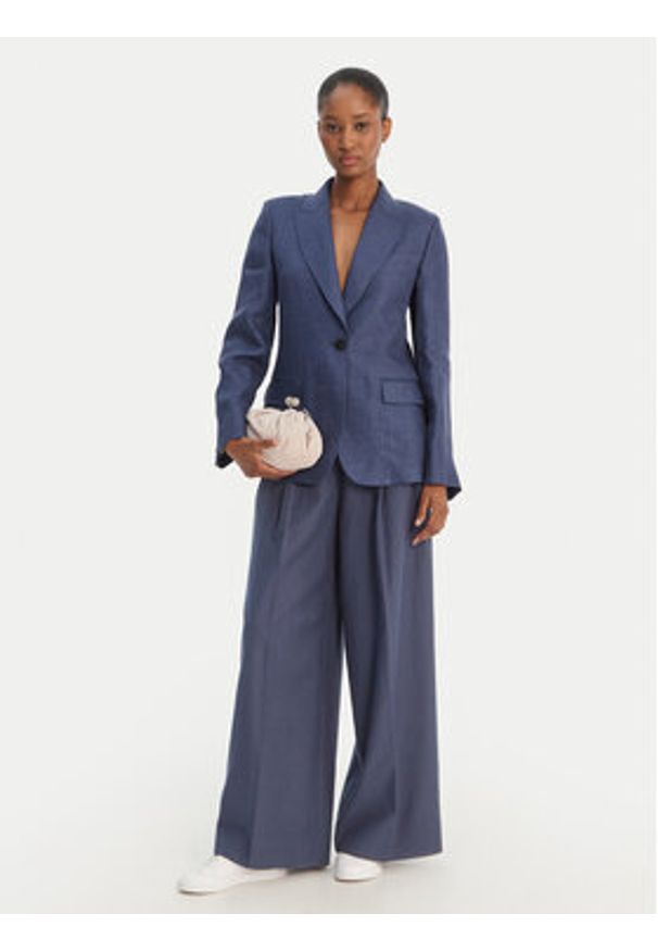 Weekend Max Mara Marynarka Nalut 2615041072 Granatowy Regular Fit. Kolor: niebieski. Materiał: len
