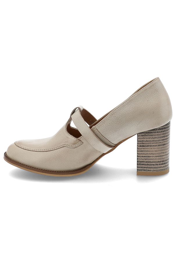 Beżowe Półbuty Armodo Skórzane Obuwie Damskie Na Obcasie. Okazja: na co dzień, na spotkanie biznesowe, do pracy. Zapięcie: pasek. Kolor: beżowy. Materiał: skóra. Obcas: na obcasie. Styl: biznesowy, casual, elegancki. Wysokość obcasa: średni