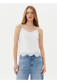 Pieces Top Vilde 17156563 Biały Regular Fit. Kolor: biały. Materiał: bawełna