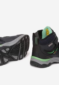 Born2be - Granatowo-Zielone Botki Sportowe z Rzepami Ahi. Okazja: na uczelnię, na co dzień. Zapięcie: rzepy. Kolor: niebieski. Materiał: jeans. Wzór: kolorowy. Styl: sportowy