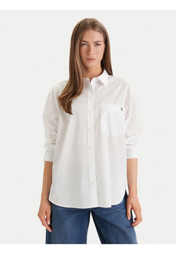 Calvin Klein Jeans Koszula LV047F102G Biały Relaxed Fit. Kolor: biały. Materiał: bawełna