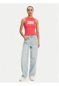 Tommy Jeans Top DW0DW21339 Różowy Slim Fit. Kolor: różowy. Materiał: bawełna #5
